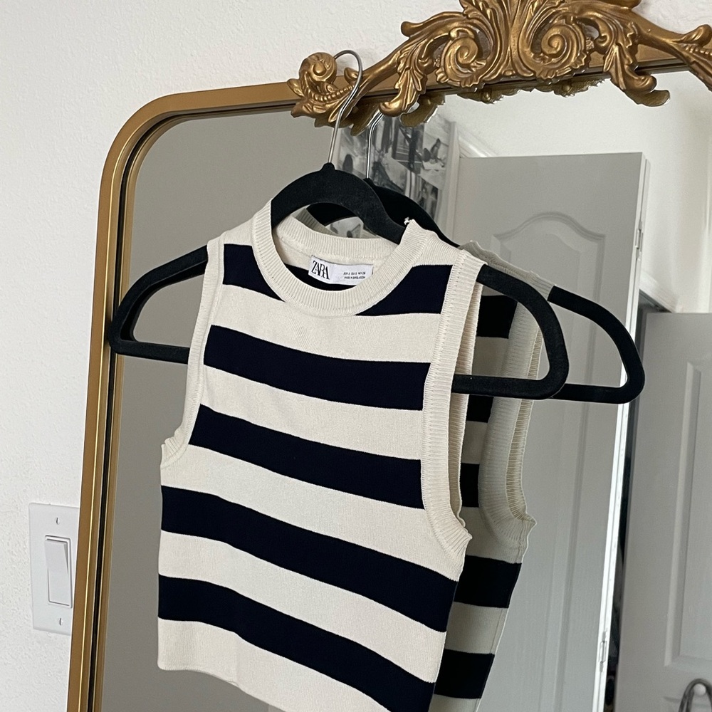Zara Black and White Striped Tank Top